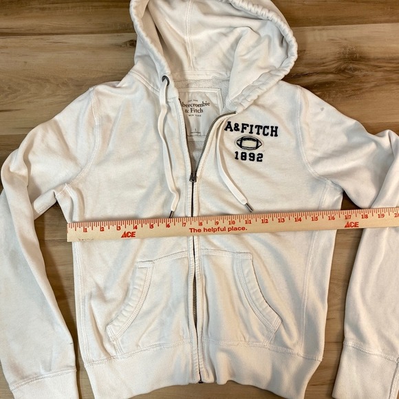 Abercrombie & Fitch White Full Zip Hoodie Sweatshirt A&F Football 1892 Large - Picture 7 of 14